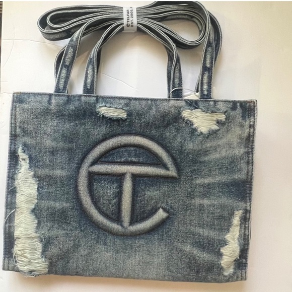 RARE distressed denim telfar bag purse - Picture 9 of 16